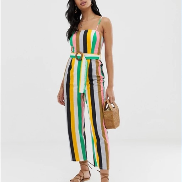 ASOS Belted Jumpsuit in Stripe Print - Picture 1 of 4